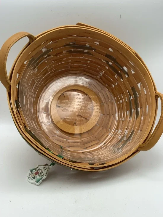 Vintage Longaberger 1999 Christmas Collection Popcorn Basket, Liner and Charm - Picture 7 of 11